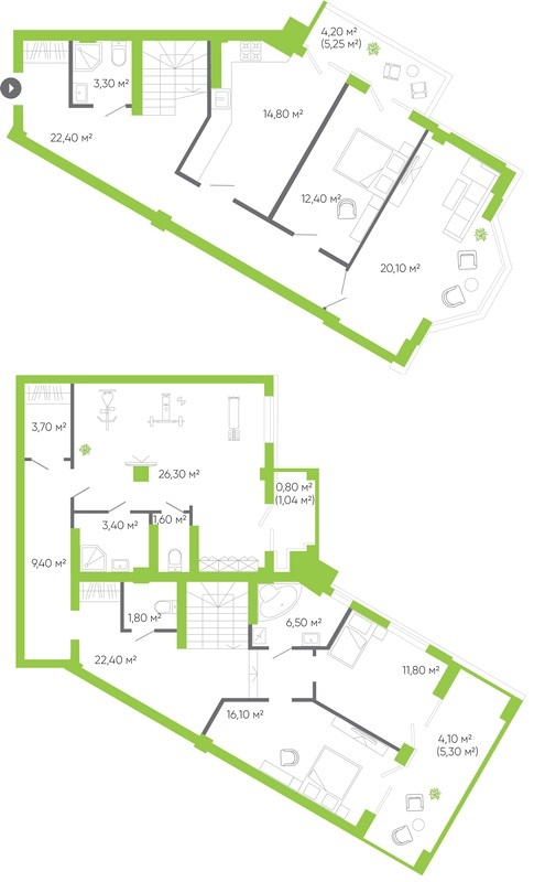 Дворівнева 185.1 м² в ЖК Оселя Парк від 25 000 грн/м², Луцьк