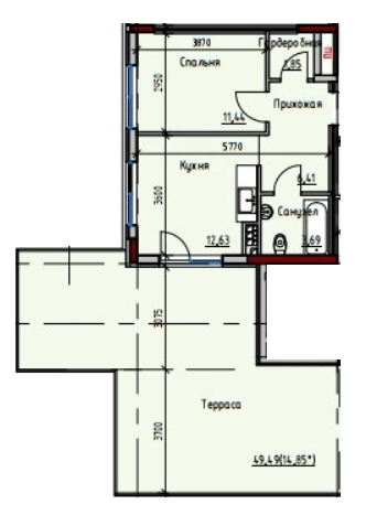 1-кімнатна 50.87 м² в ЖК Простір+ на Дачній від 31 250 грн/м², Одеса