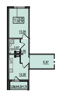 1-комнатная 44.75 м² в ЖК просп. Отрадный, 42 от 25 000 грн/м², Киев