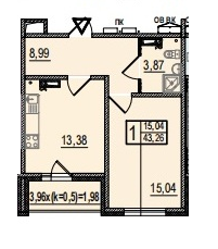 1-комнатная 43.26 м² в ЖК просп. Отрадный, 42 от 23 000 грн/м², Киев