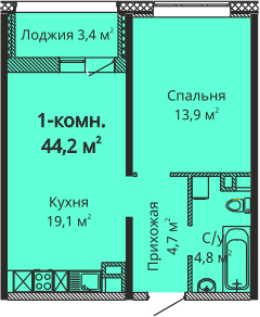 1-кімнатна 44.2 м² в ЖК Скай Сіті від 27 250 грн/м², Одеса
