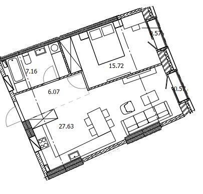 1-комнатная 57.72 м² в ЖК BEREG Residence от 38 650 грн/м², Киев