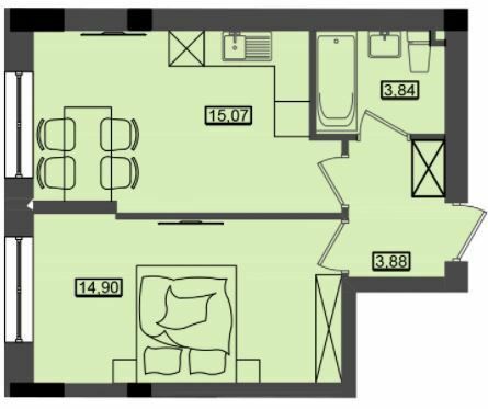 1-кімнатна 37.7 м² в ЖК Дім біля моря Premier від 18 400 грн/м², м. Южне