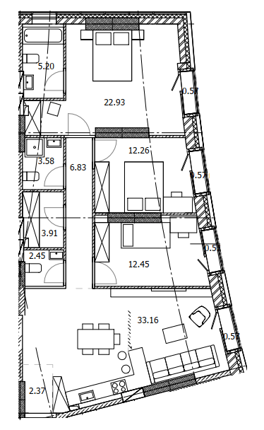 3-кімнатна 107.42 м² в ЖК BEREG Residence від 34 050 грн/м², Київ