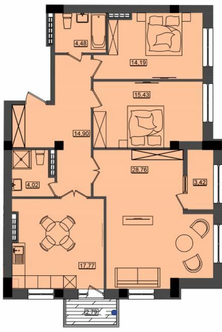 3-кімнатна 104.36 м² в ЖК Дім біля моря Premier від 24 050 грн/м², м. Южне