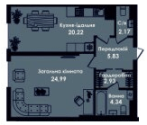 1-кімнатна 60.48 м² в ЖК Кокос Авеню від 16 000 грн/м², м. Южне