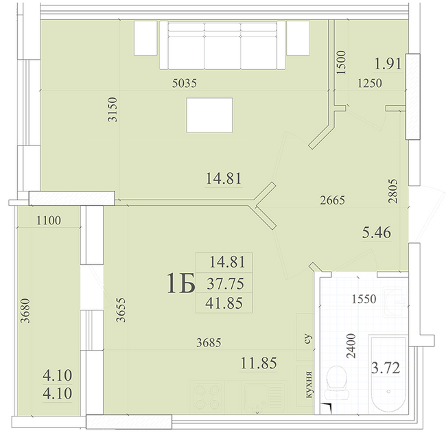 1-кімнатна 41.85 м² в ЖК Акварель-2 від 17 450 грн/м², Одеса