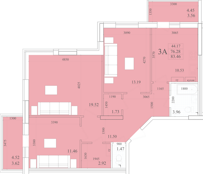 3-кімнатна 83.46 м² в ЖК Акварель-2 від 17 150 грн/м², Одеса
