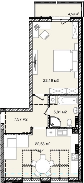 1-кімнатна 60.12 м² в ЖК На Кондукторській від 38 100 грн/м², Львів