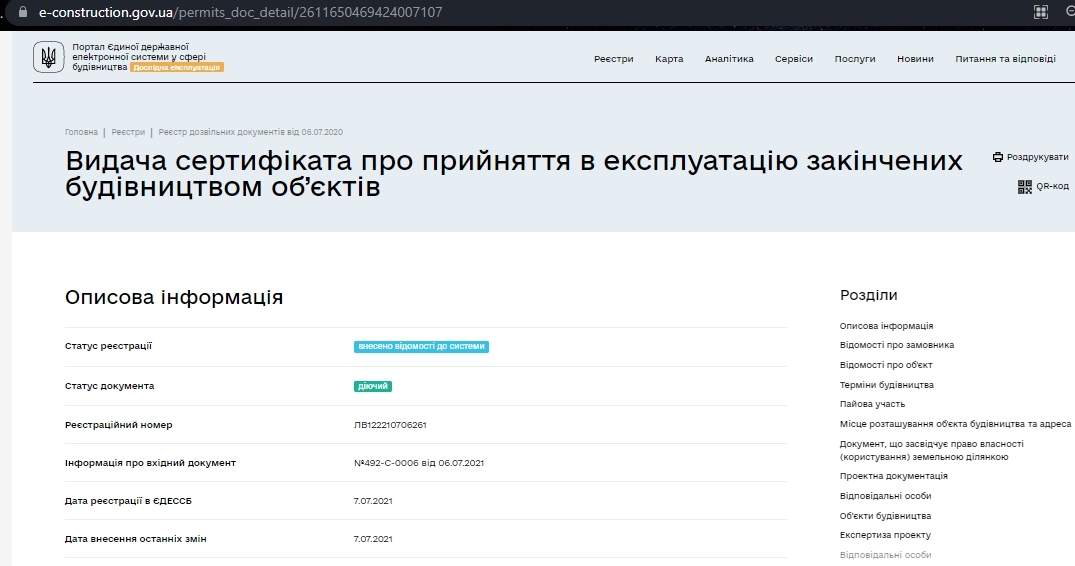 Сертификат о готовности Дом 5, ЖК Greenville Park Lviv