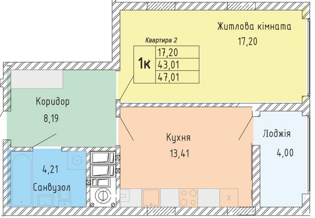 1-кімнатна 47.01 м² в ЖК Стрийська 45. Перша лінія від 23 600 грн/м², Львів