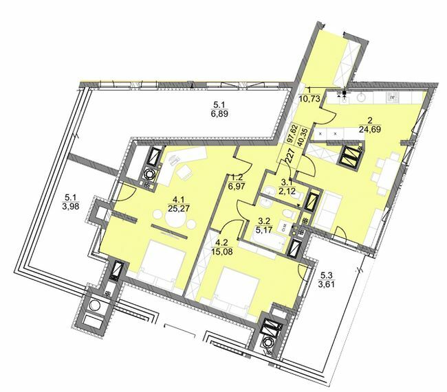 2-комнатная 97.62 м² в ЖК Яркий Львов от 22 850 грн/м², Львов
