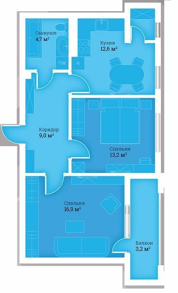 2-комнатная 59.6 м² в ЖК Headwell от 21 600 грн/м², г. Трускавец