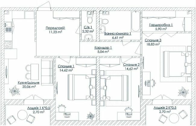 3-комнатная 105.88 м² в ЖК KANDINSKY Odessa Residence от 76 134 грн/м², Одесса