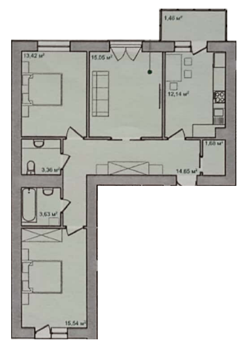 3-комнатная 80.93 м² в ЖК Ядро от 15 500 грн/м², г. Дрогобыч