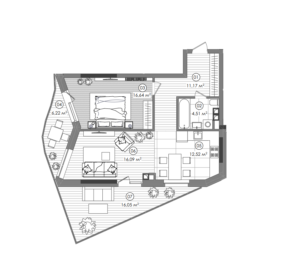 2-кімнатна 66.42 м² в ЖК Creator City від 54 810 грн/м², Київ