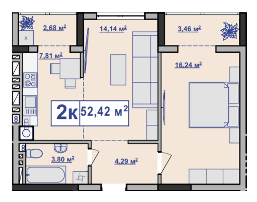 2-кімнатна 52.42 м² в ЖК Парковий маєток від 11 500 грн/м², Івано-Франківськ
