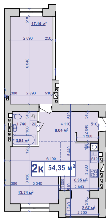 2-кімнатна 54.35 м² в ЖК Парковий маєток від 11 500 грн/м², Івано-Франківськ