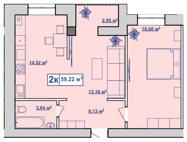 2-кімнатна 59.22 м² в ЖК Парковий маєток від 13 600 грн/м², Івано-Франківськ