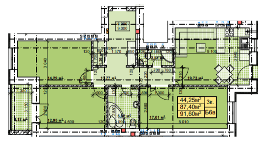 3-кімнатна 91.6 м² в ЖК Паркове містечко від 14 700 грн/м², Івано-Франківськ