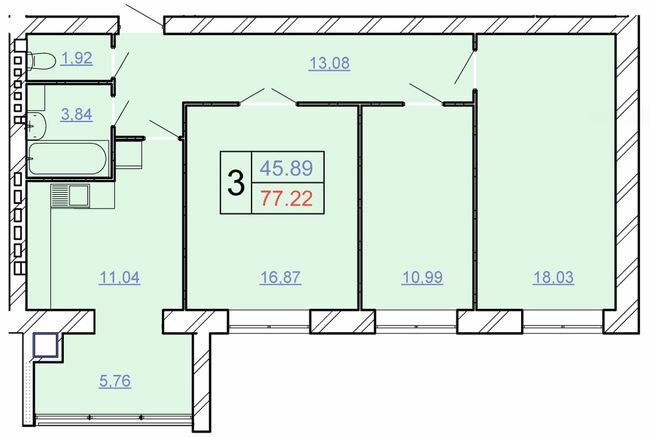 3-комнатная 77.22 м² в ЖСК Счастливый от 16 200 грн/м², Хмельницкий