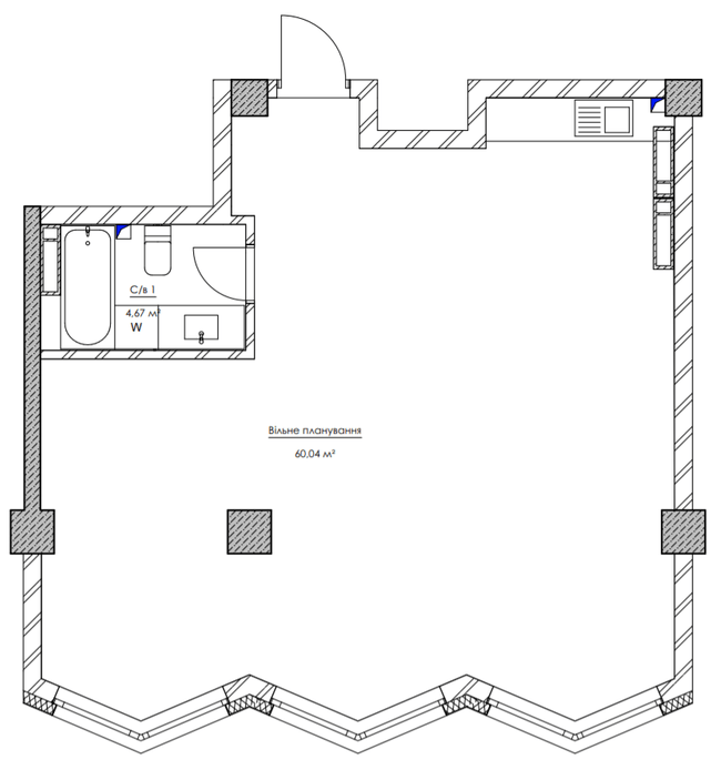 2-комнатная 64.71 м² в ЖК KYIVPROEKT City Space от 115 953 грн/м², Киев
