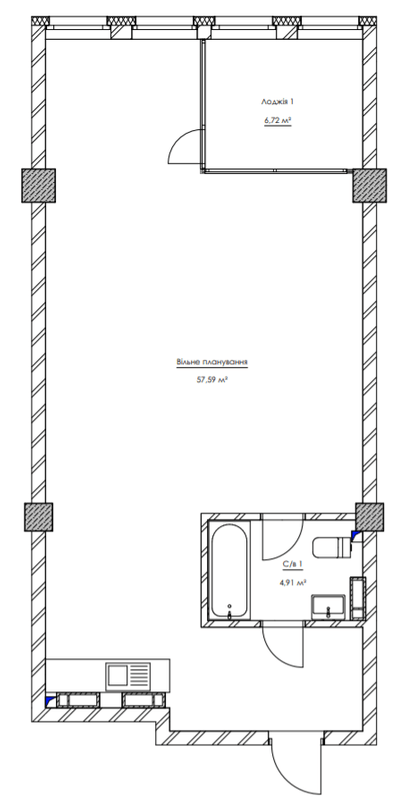 2-комнатная 69.22 м² в ЖК KYIVPROEKT City Space от 115 953 грн/м², Киев