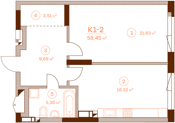 1-кімнатна 58.45 м² в ЖК Stanford від 65 450 грн/м², Київ