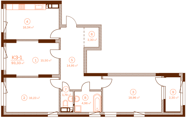 3-кімнатна 93.33 м² в ЖК Stanford від 62 000 грн/м², Київ