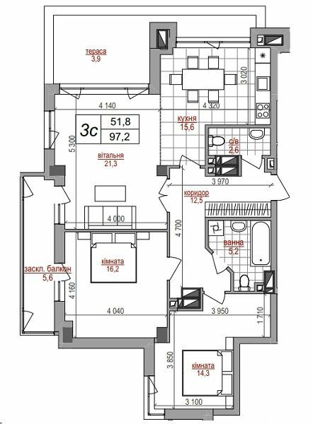 3-комнатная 97.2 м² в ЖК West House от 42 550 грн/м², Киев