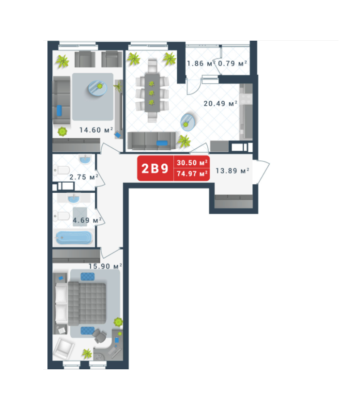 2-кімнатна 74.73 м² в ЖК Причал 8 від 37 083 грн/м², Київ