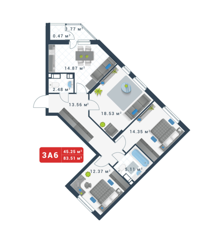 3-кімнатна 85.14 м² в ЖК Причал 8 від 32 744 грн/м², Київ