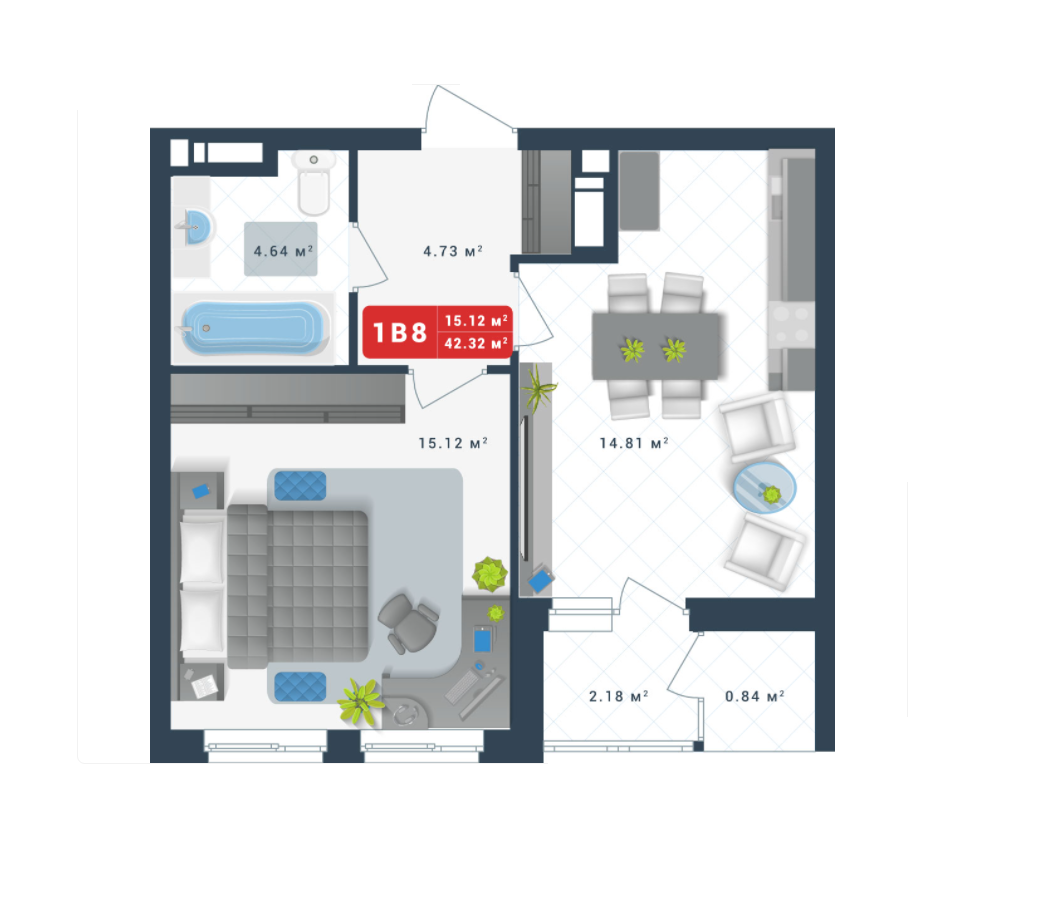 1-кімнатна 42.32 м² в ЖК Причал 8 від 32 653 грн/м², Київ