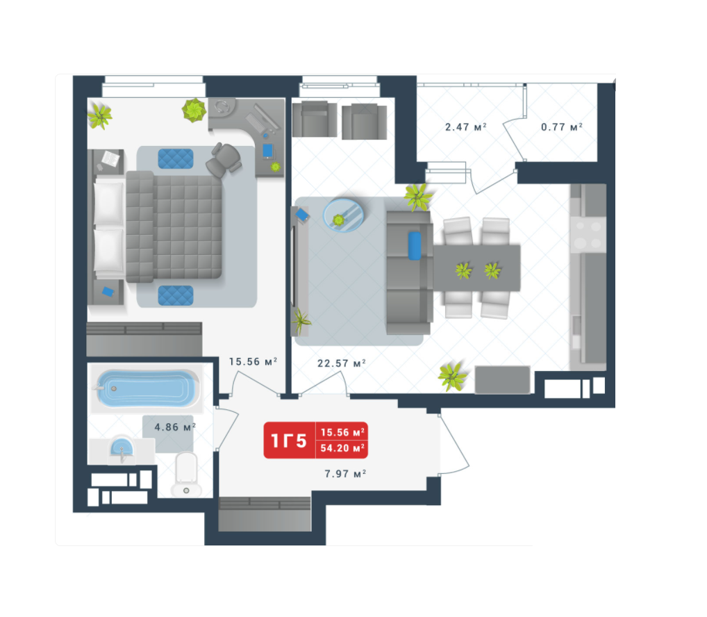 1-кімнатна 54.2 м² в ЖК Причал 8 від 36 096 грн/м², Київ