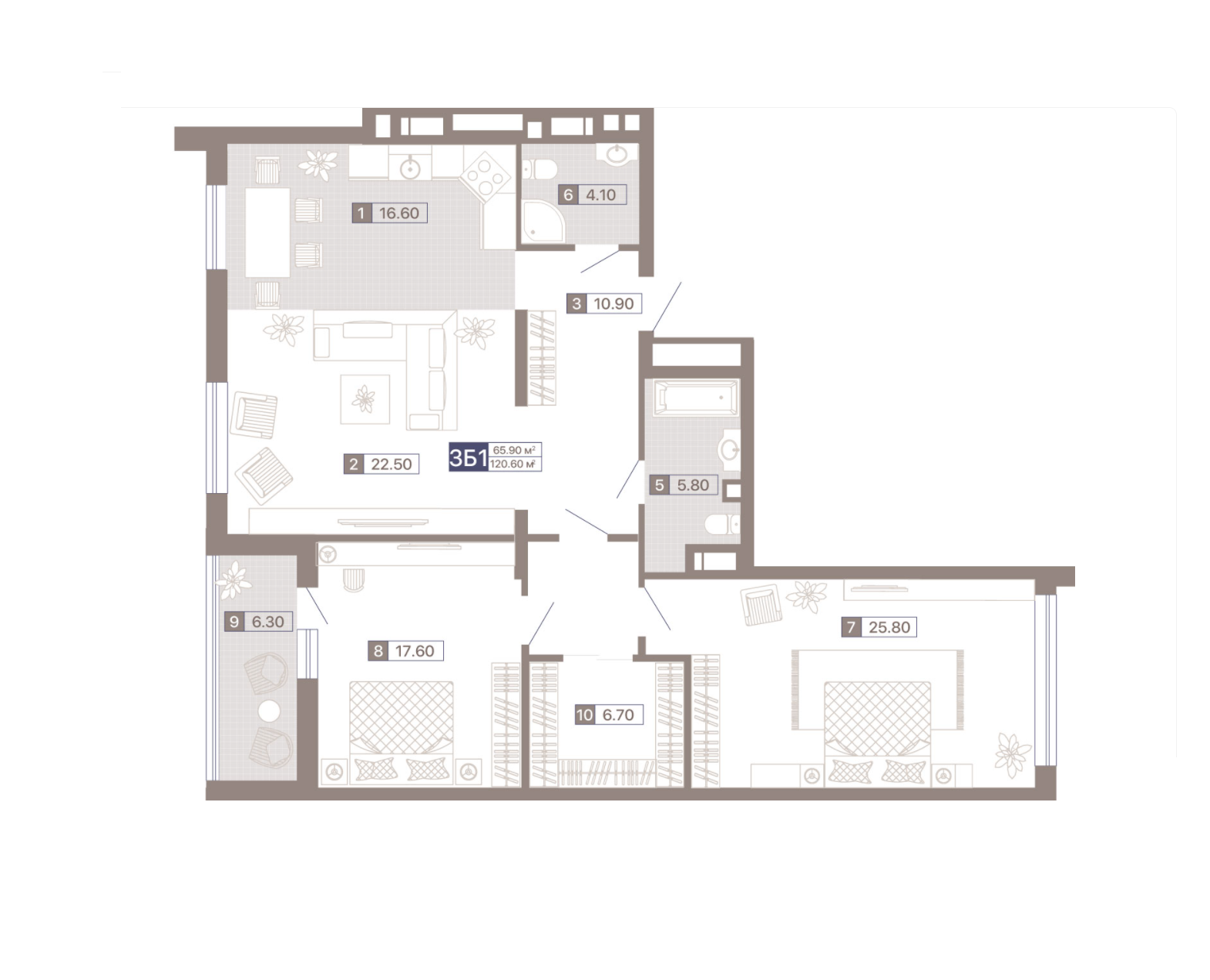 2-кімнатна 91.9 м² в ЖК Лук'янівський каскад від 42 893 грн/м², Київ