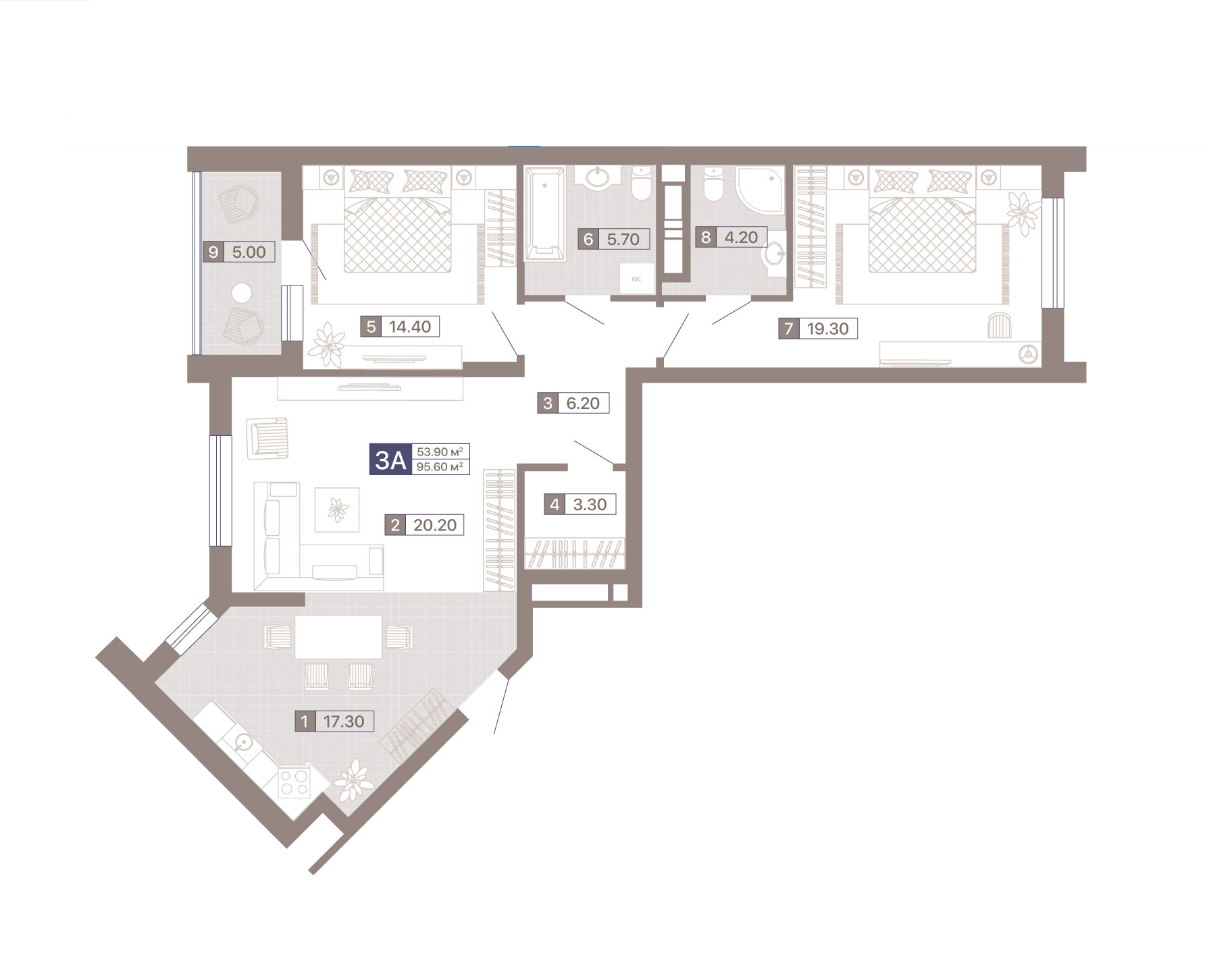3-кімнатна 95.6 м² в ЖК Лук'янівський каскад від 41 324 грн/м², Київ
