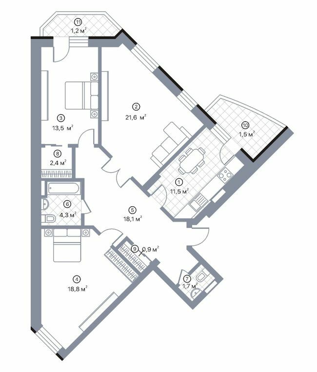 3-комнатная 95.5 м² в ЖК Киевский Шлях от 15 600 грн/м², г. Борисполь