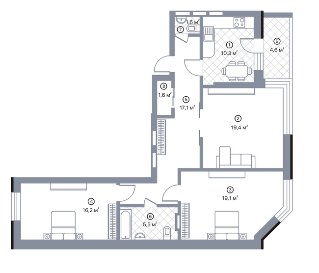3-комнатная 95.4 м² в ЖК Киевский Шлях от 17 300 грн/м², г. Борисполь