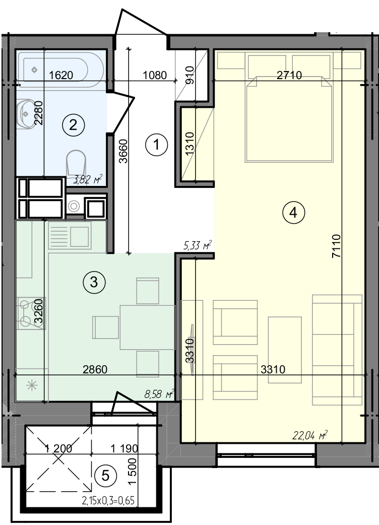 1-кімнатна 40.42 м² в ЖК Голосіївська Долина від 28 000 грн/м², Київ