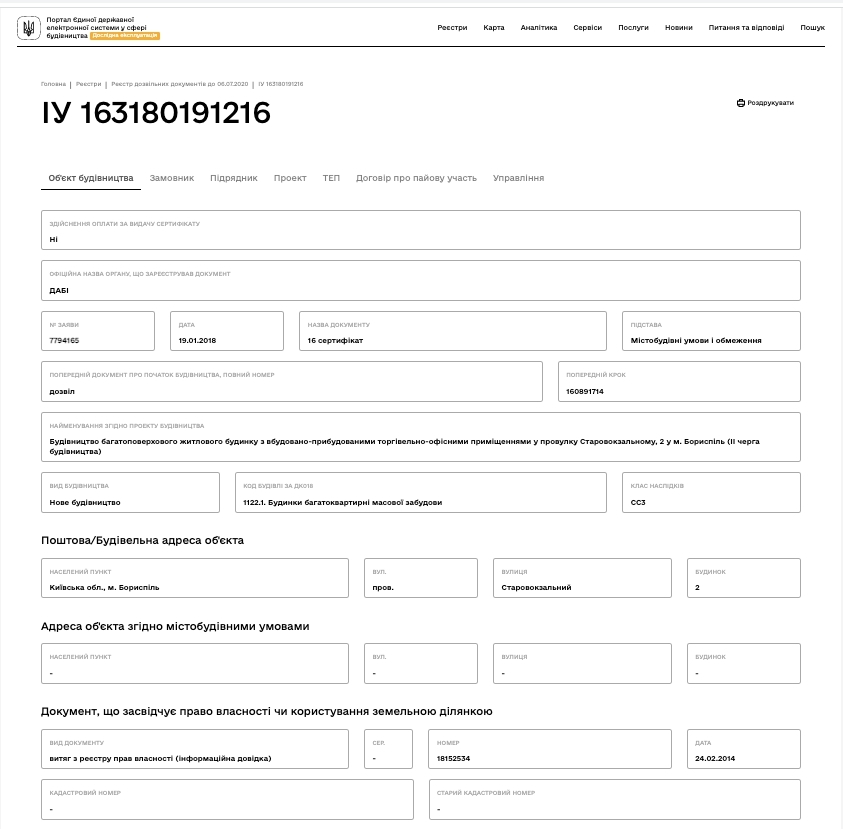 Сертифікат про готовність Дом 4, ЖК Левада