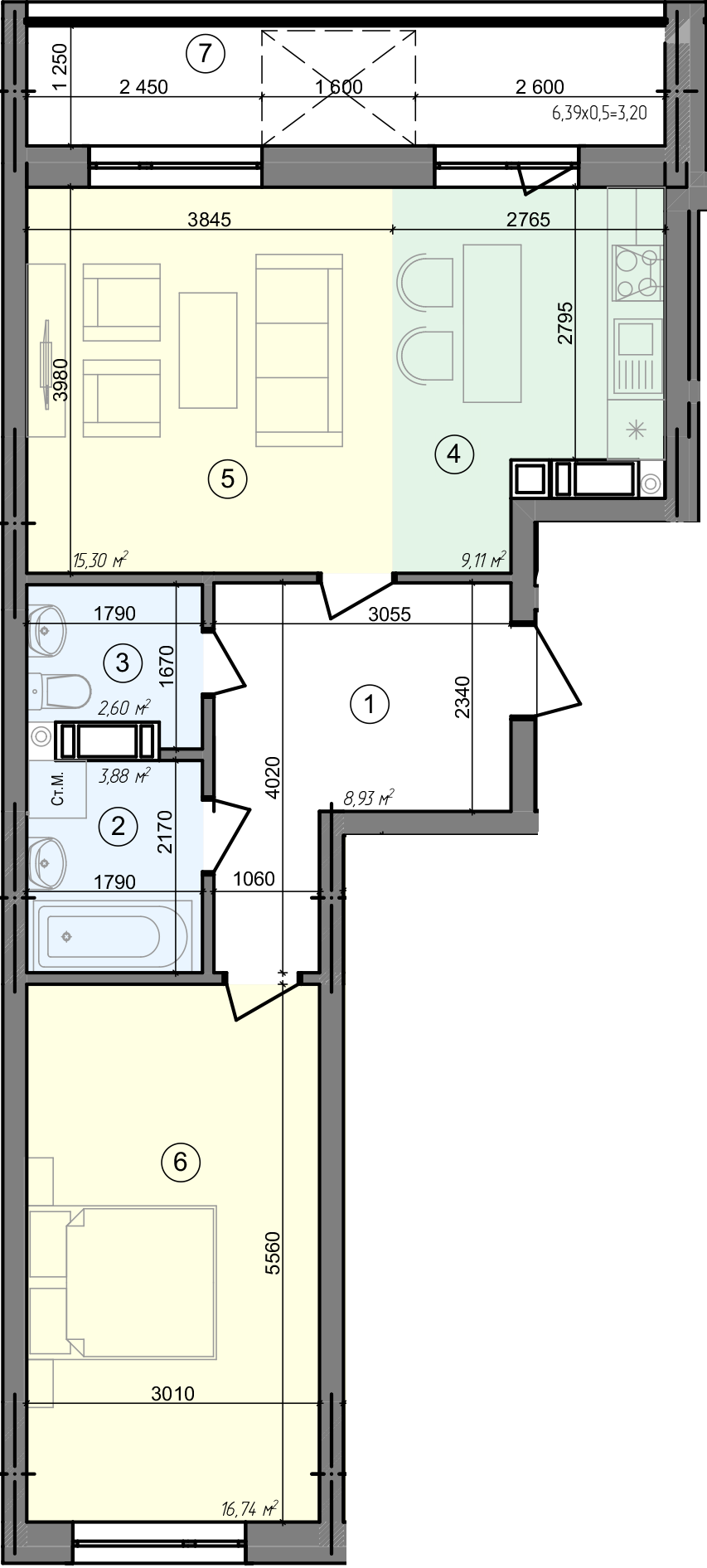 2-кімнатна 59.76 м² в ЖК Голосіївська Долина від 27 500 грн/м², Київ