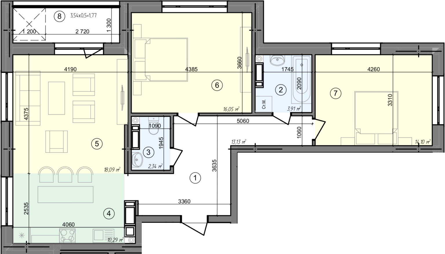 3-кімнатна 79.68 м² в ЖК Голосіївська Долина від 28 000 грн/м², Київ