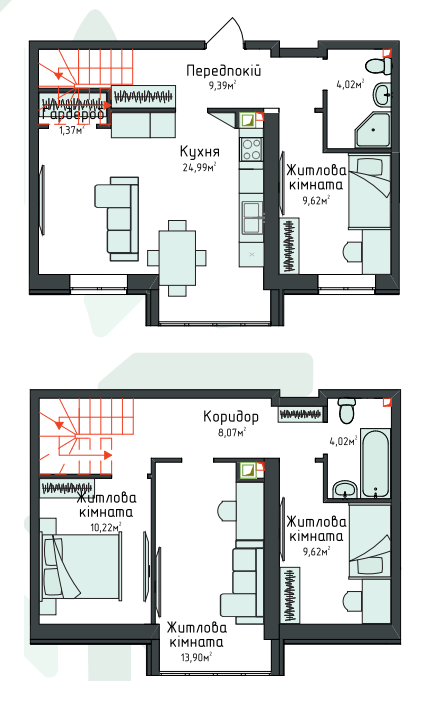 Двухуровневая 95.05 м² в Клубная резиденция O`Club от 28 794 грн/м², с. Крюковщина
