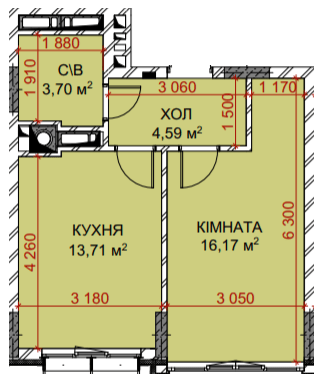 1-кімнатна 38.17 м² в ЖК Riverside від 34 500 грн/м², с. Погреби