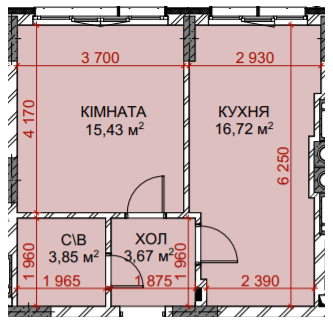 1-кімнатна 39.67 м² в ЖК Riverside від 26 150 грн/м², с. Погреби