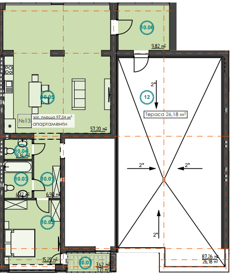 2-кімнатна 123.72 м² в ЖК Hygge Home від 27 950 грн/м², м. Ірпінь