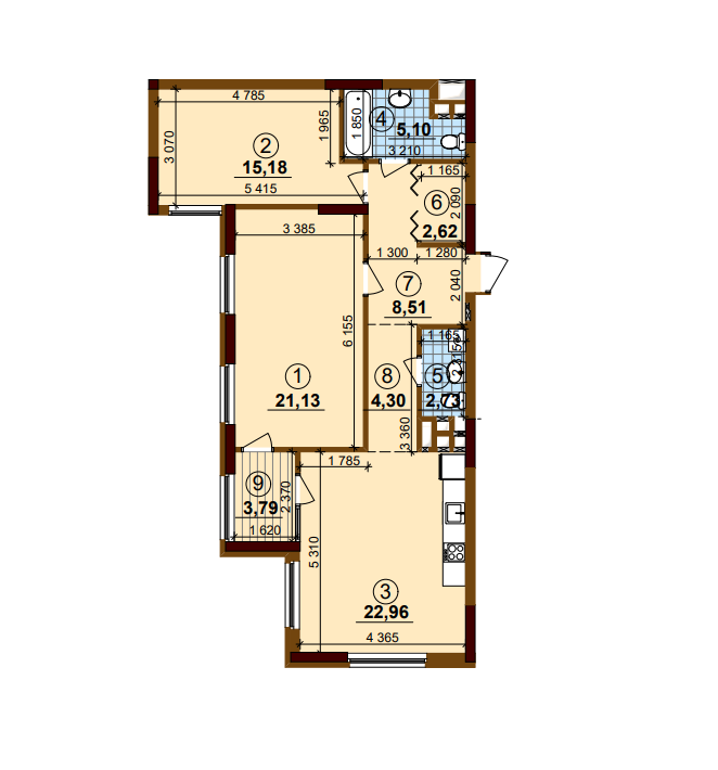 2-комнатная 86.32 м² в ЖК Варшавский Плюс от 22 250 грн/м², Киев
