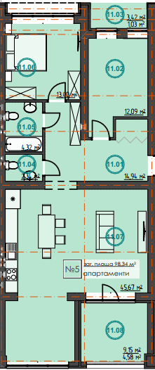 2-кімнатна 98.34 м² в ЖК Hygge Home від 27 950 грн/м², м. Ірпінь