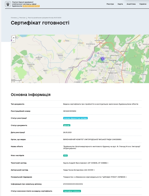 Сертифікат про готовність ЖК полностью, ЖК Авангард