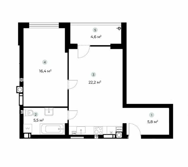 1-кімнатна 52.2 м² в ЖК PARKTOWN від 22 000 грн/м², смт Гостомель